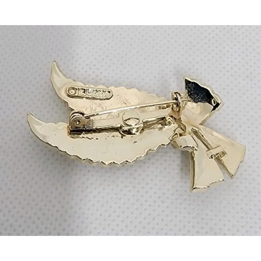 Vintage GERRY'S Signed Gold Tone Leaf Leaves Ribbon Brooch‎ Retro Fall Autumn